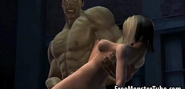  3D cartoon babe getting fucked outdoors by The Hulk